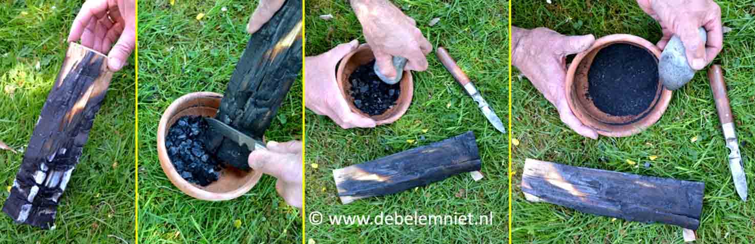 Herstellung Holzkohle - prähistorischer Kleber